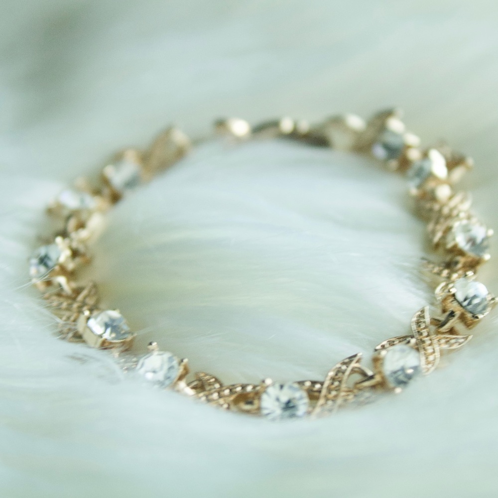 Gold Crystal X Tennis Bracelet
